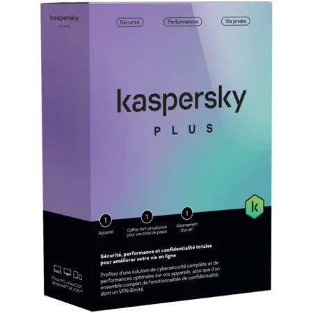 ANTIVIRUS KASPERSKY PLUS INTERNET SECURITE 1POSTE ANTI-PHISHING ET PARE-FEU 2023