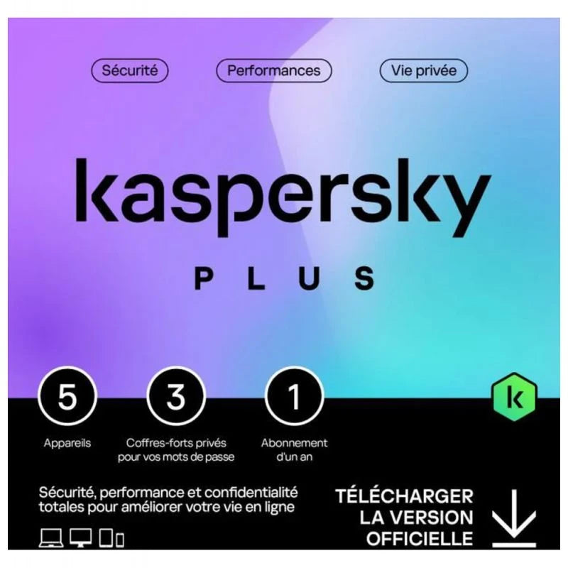 ANTIVIRUS KASPERSKY PLUS INTERNET SECURITE 3POSTE ANTI-PHISHING ET PARE-FEU 2023