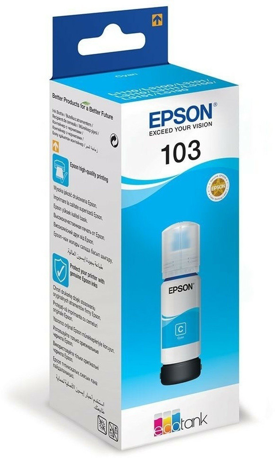 Epson 103 Cyan - Bouteille d'encre Epson EcoTank d'origine (C13T00S24A)