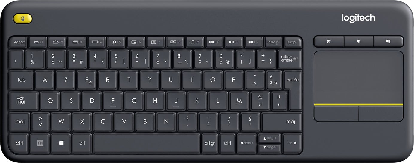 Clavier sans fil avec pavé tactile intégré Logitech K400 Plus (AZERTY, Français)