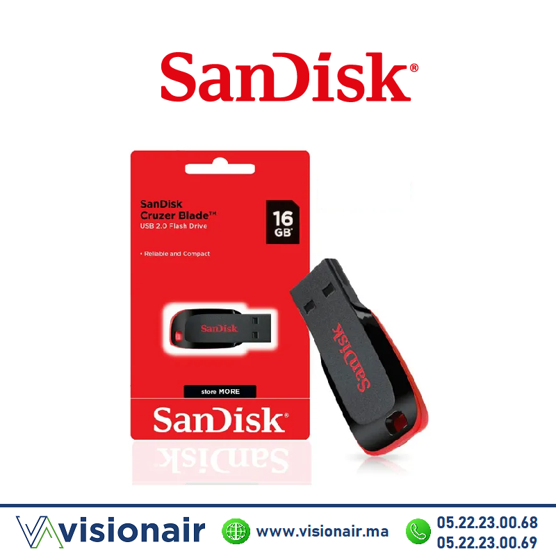 Clef USB 2.0 16GB SanDisk Cruzer Blade