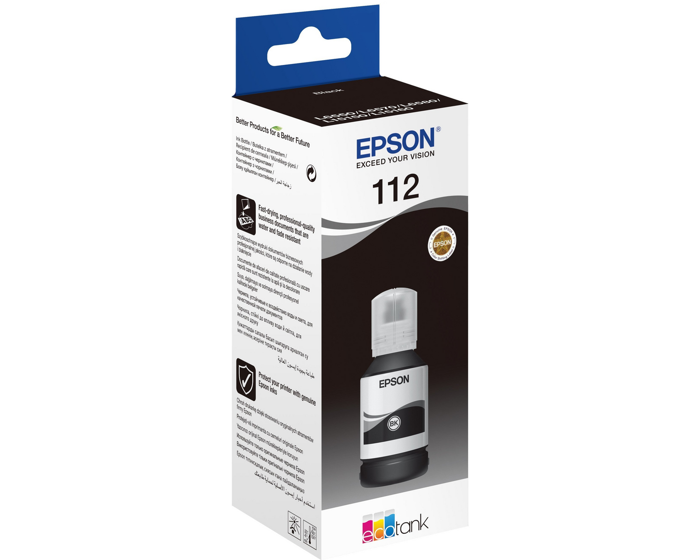 Epson 112 Noir - Bouteille d'encre Epson EcoTank d'origine (C13T06C14A)