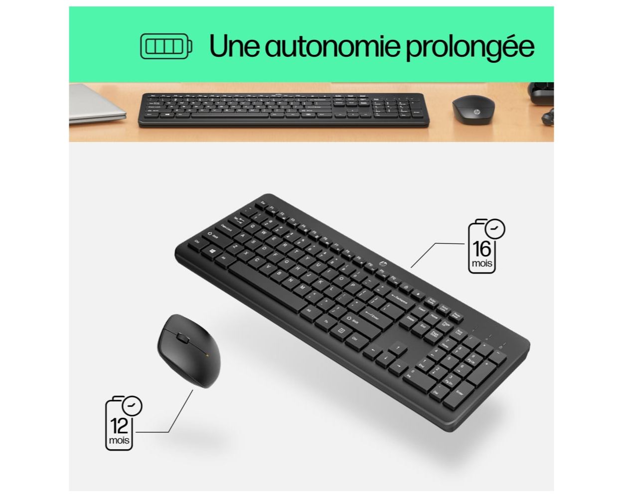 Clavier et souris sans fil HP 230 (18H24AA)