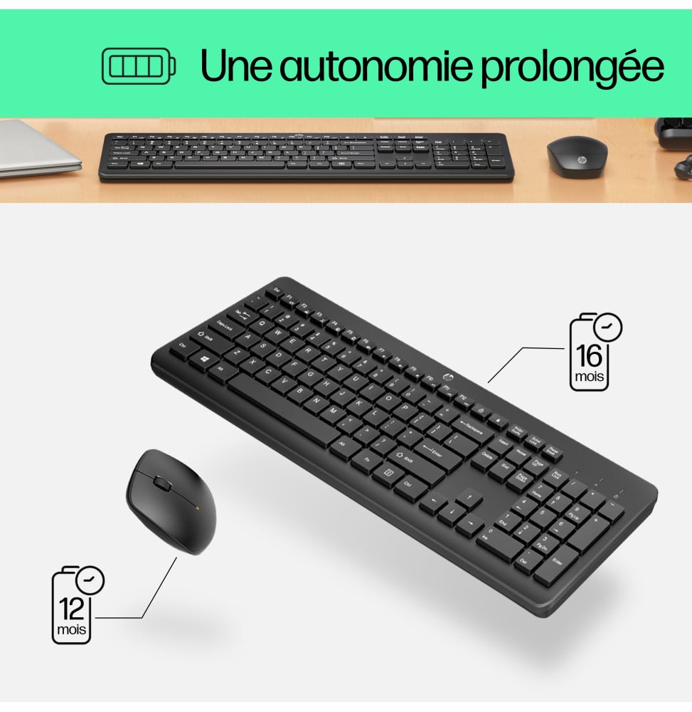 Clavier et souris sans fil HP 230 (18H24AA)