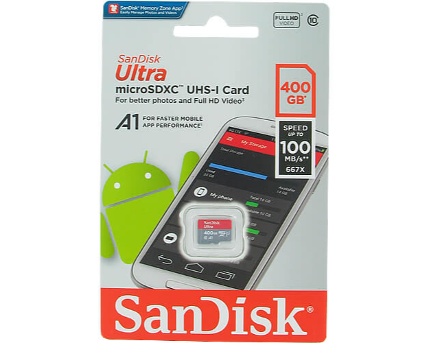 SanDisk SDSQUAR-400G-GN6MN - Carte mémoire SanDisk Ultra Micro SDXC UHS-I A1 de 400 Go