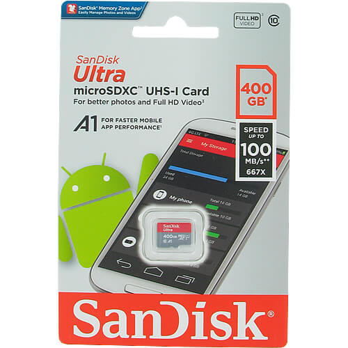 SanDisk SDSQUAR-400G-GN6MN - Carte mémoire SanDisk Ultra Micro SDXC UHS-I A1 de 400 Go