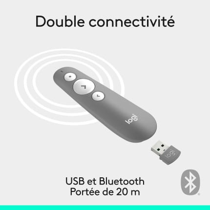Logitech R500s Laser Pointer Presentation-Gris Moyen (910-006520)
