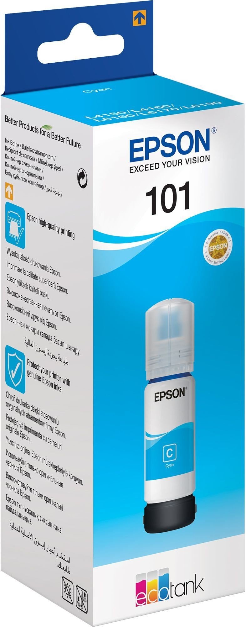Epson 101 Cyan - Bouteille d'encre Epson EcoTank d'origine (C13T03V24A)