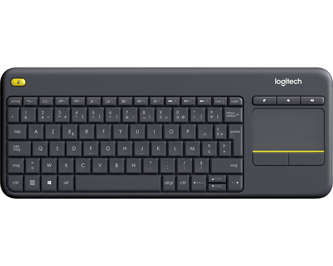 Clavier sans fil avec pavé tactile intégré Logitech K400 Plus (AZERTY, Français)