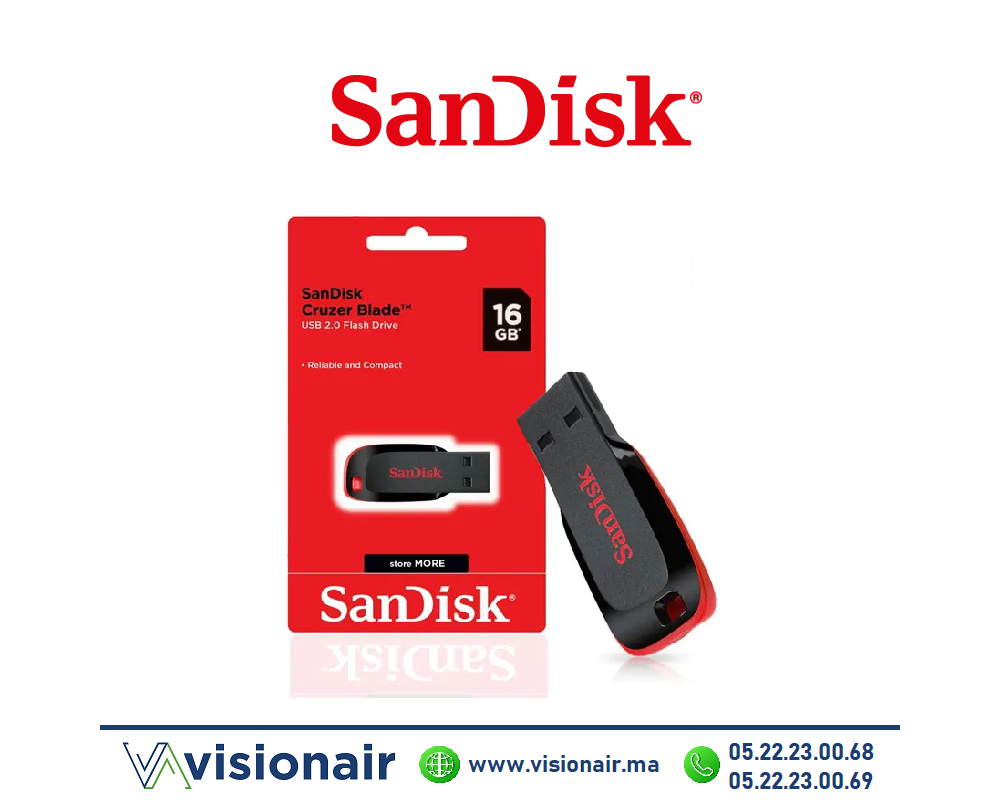 Clef USB 2.0 16GB SanDisk Cruzer Blade